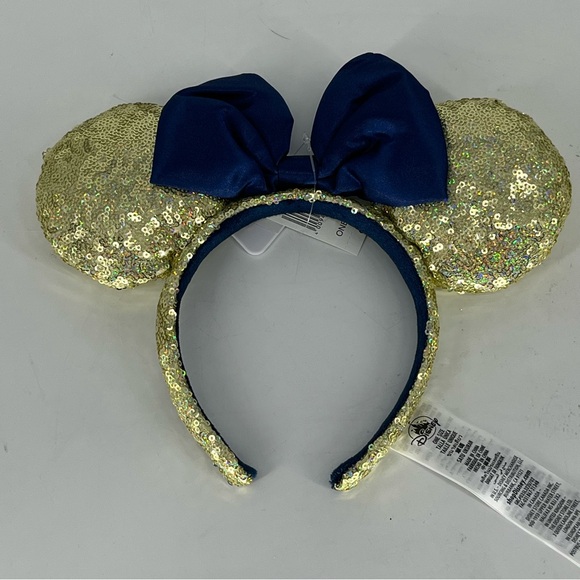 DISNEY PARKS NWT MINNIE MOUSE HEADBAND EARS 50TH ANNIVERSARY GOLD BLUE WALT - Picture 3 of 7